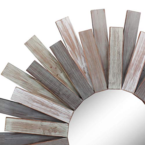 Stonebriar Large Round 32" Wooden Sunburst Wall Mirror - Like New