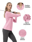 FKEEP WOMEN'S TENNIS GOLF SHIRT LONG SLEEVED TOP SPORT V-NECK ATHLETIC S -PINK - Brand New