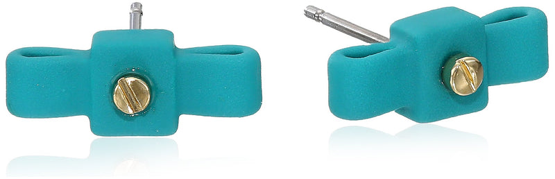 MARC BY MARC JACOBS RUBBERIZED BOW TIE STUD EARRINGS M0004822 - WINTERGREEN - Brand New