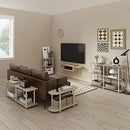 FURINNO TURN-N-TUBE NO TOOLS MODERN RECTANGLE SIDE TABLE, BAUHAUS OAK/BEIGE - Like New