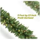 LIFEFAIR 9 FT by 12 Inch 50 Warm Lights Christmas Garland LF-57HC-SD-CG-005 - Like New