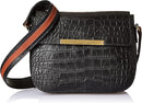 ISLE LOCADA BY HIDESIGN WOMEN'S TRAVEL LEATHER CROSSBODY HANDBAG - BLACK CROC - Brand New