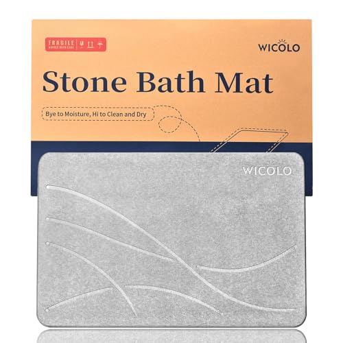 Wicolo Stone Bath Mat, Diatomaceous Earth Shower Mat Non Slip Instantly Water Like New