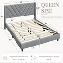 YAHEETECH UPHOLSTERED PLATFORM BED FRAME WOODEN SLAT SUPPORT QUEEN - LIGHT GRAY - Like New