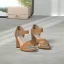 SANDALUP Women's High Heel Sandals, Chunky Block with Ankle Strap Size 08 Black - Like New