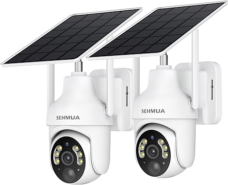 SEHMUA 2K Solar Security Cameras Wireless 2 Pack 360° View RBX-S73 - White New