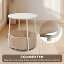 YSSOA Round Side Table, End Tables for Living Room, Small Bed Side - White/Biege - Like New