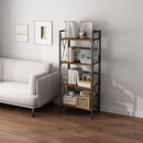 Kavfocoy Folding Bookshelf 4 Tier No Assembly Rustic Brown, 4 Tier - Brand New