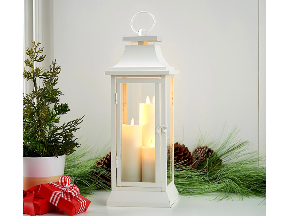 LUMINARA HERITAGE TRI-CANDLE INDOOR & OUTDOOR LANTERN - WHITE - Scratch & Dent