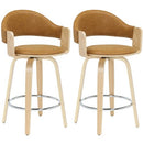 Armen Daxton 36" H Swivel Counter Camel Round Wood Stool Faux Leather - White - Like New