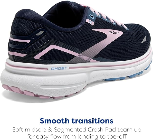Brooks Women's Ghost 15 Neutral Running Shoe Peacoat/Pink/Open Air Size 10.5 - Like New