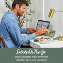 Bentgo Salad Container - 54 oz Bowl, Tray & Fork - Khaki Green - Brand New