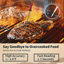 YIOU WIRELESS MEAT THERMOMETER FOR COOKING, DIGITAL MEAT THERMOMETER -RED - Like New