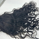 LONG BLACK CURLY WIG 100% HUMAN HAIR 3D EYELASHES WIG CAP - BLACK - Like New