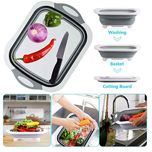 SJCCKJ COLLAPSIBLE WASHING UP BOWL, INNOVATIONS MULTI FUNCTION BOWL - GRAY - Like New