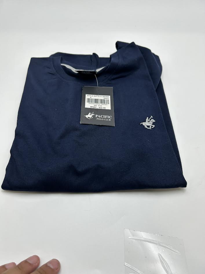 PACIFIC POLO CLUB MEN'S POLO CLUB SHIRT SLEEVES - SIZE: MEN S - NAVY - Brand New