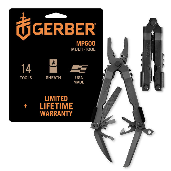 GERBER GEAR MULTI-PLIER 600 BLUNT NOSE MULTITOOL WITH 14 TOOLS - BLACK - Like New