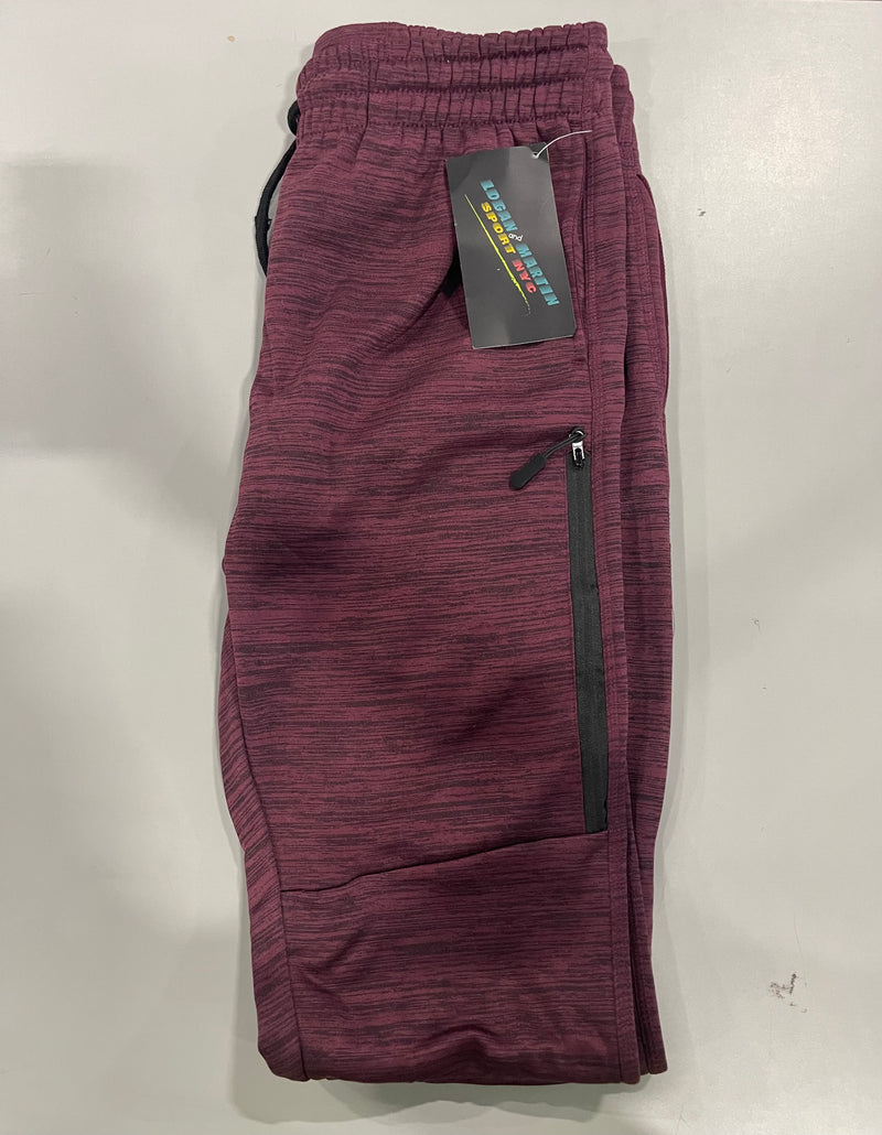 LOGAN AND MARTIN SPORT NYC SPORT JOGGER SWEATPANTS - SIZE: MEN L - WINE HEATHER - Like New