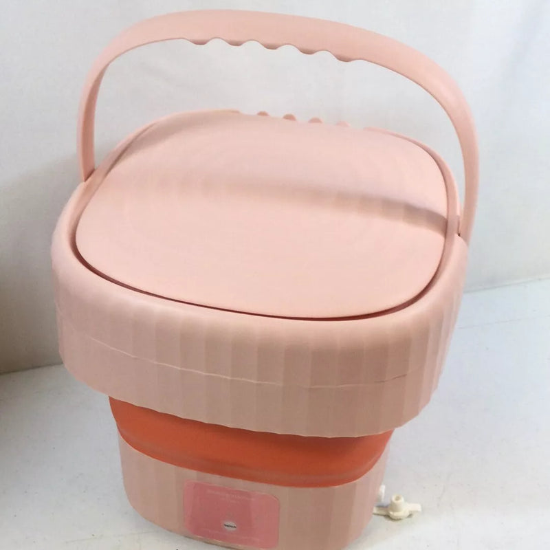 ZNOOOE TRAVEL ADJUSTABLE SPEED PORTABLE FOLDING MINI WASHING MACHINE - PINK Like New