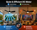 SUTEFAN 44'' OUTDOOR CEILING FAN DIMMABLE 3-COLOR LED LIGHT - BLACK - Like New