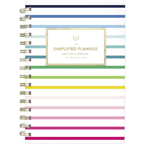 AT-A-GLANCE Planner 2025-2026 Academic, Ley, Monthly, Flex Cover, Happy Stripe - Brand New