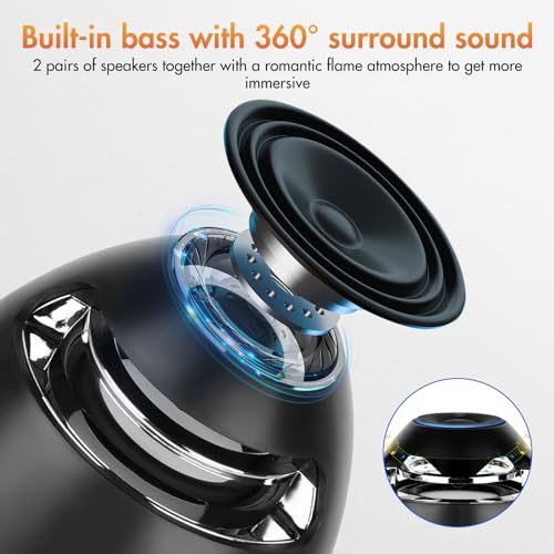 SS SUNSBELL OUTDOOR BLUETOOTH SPEAKER WIRELESS 5.0 LED FLAME LIGHT - BLACK - Like New