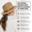 Livingston Fashionable Wide Brim Straw Panama Hat for Men & Women - Light Brown - Brand New