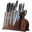 Piklohas 14 Pieces Kitchen Knife Set Magnetic Block Razor Sharp - Black/Cloud - Like New