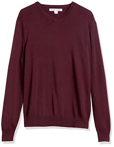 AMAZON ESSENTIALS MEN'S V-NECK PULLOVER SWEATER - SIZE: MEN M - BURGUNDY - Brand New