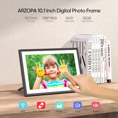 ARZOPA 10.1" FRAMEO DIGITAL PHOTO FRAME 1280X800 IPS TOUCH SCREEN P101W - BLACK New