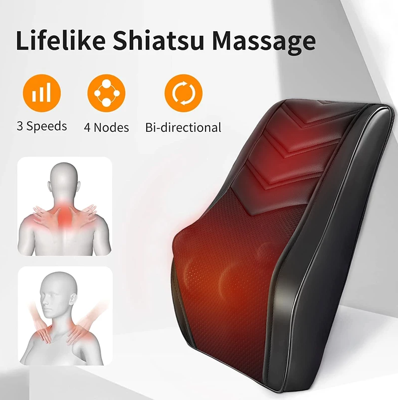 OMASSA NECK MASSAGER WITH HEAT 3D KNEADING PILLOW PAIN RELIEF STRESS RELAX BLACK - Like New