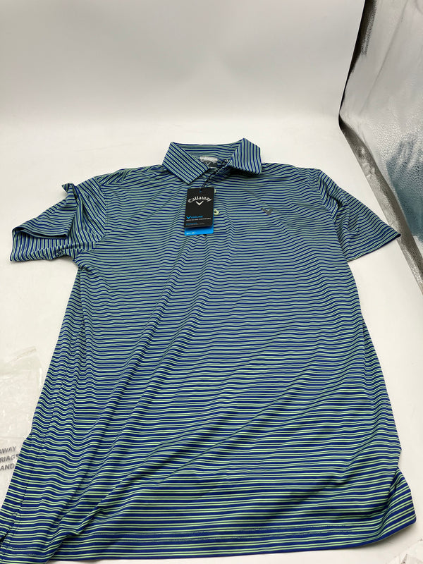 CALLAWAY MEN'S SURPRISE POLO - SIZE: MEN S - GREEN AND BLUE STRIPES - Brand New