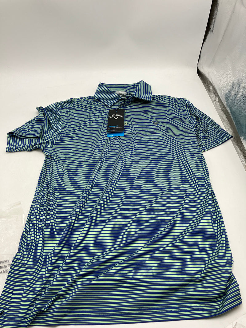 CALLAWAY MEN'S SURPRISE POLO - SIZE: MEN S - GREEN AND BLUE STRIPES - Brand New