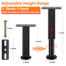 NESAPTO 4PCS ADJUSTABLE HEIGHT BED SUPPORT LEGS, 7.3-11 IN METAL BED RISERS - Like New