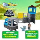 Tile Town Jurassic Dinosaur Magnetic Tiles Set, 22 Piece STEM Toys Playset - Like New