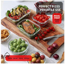 EATEX 8-PACK GLASS FOOD STORAGE CONTAINERS WITH LIDS - BLACK/CLEAR - Like New