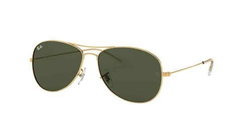 RAY-BAN MEN'S RB3362 COCKPIT AVIATOR SUNGLASSES 56 MILLIMETER GOLD/G-15 GREEN - Like New
