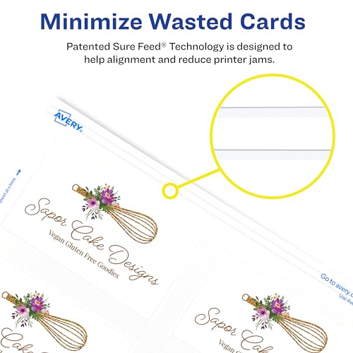 Avery Clean Edge Printable Business Cards with Sure Feed Technology - White - Brand New