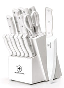 BRAVESTONE Knife Set 15 Piece Kitchen Knife Set with Block Self - Scratch & Dent