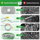 TOOLASIN STAINLESS STEEL GARDEN HOSE 50FT, 10-FUNCTION NOZZLE - SILVER/GREEN - Like New