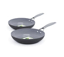 GREENPAN PARIS PRO HARD ANODIZED CERAMIC 8" & 10" FRYING PAN SKILLET SET - GRAY - Like New