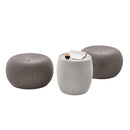 KETER URBAN KNIT POUF OTTOMAN SET OF 2 WITH STORAGE TABLE - CREAM & TAUPE - Like New