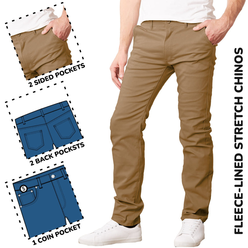 GALAXY BY HARVIC MEN’S HEAVYWEIGHT FLEECE-LINED STRETCH PANTS TIMBER SIZE: 36x31 - Brand New