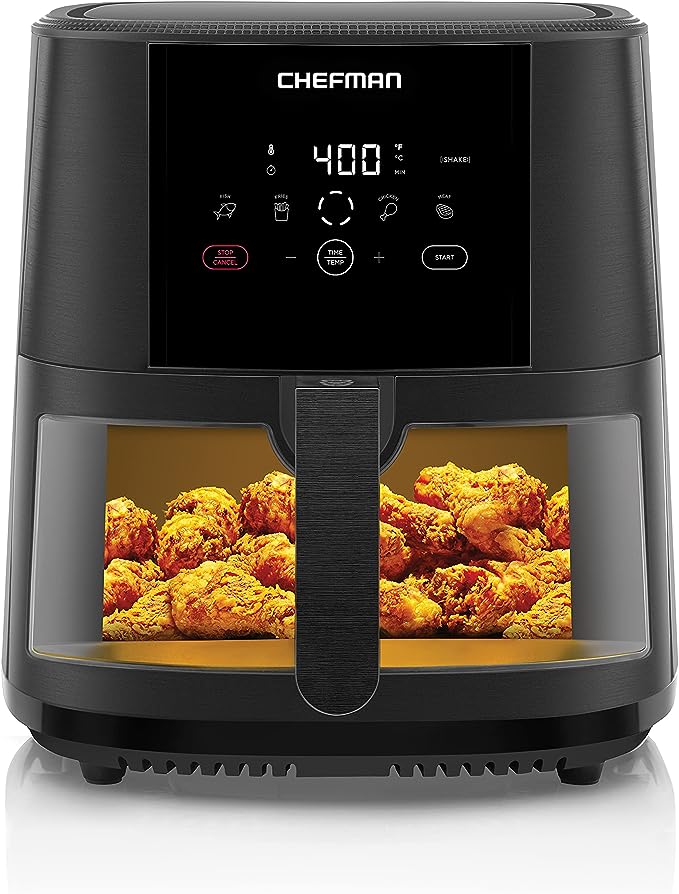 CHEFMAN 8 Qt. TurboFry Touch Window Air Fryer RJ38-SQPF-8TW - Black Like New