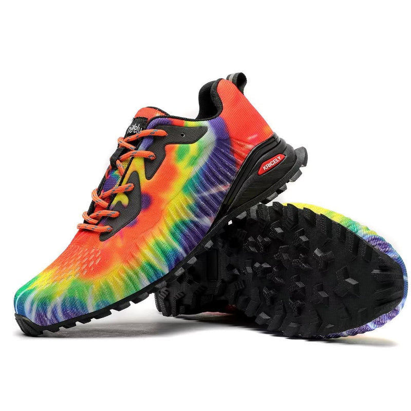 KRICELY MEN'S TRAIL RUNNING SHOES FASHION HIKING SNEAKERS - SIZE: 8.5 - RAINBOW - Brand New