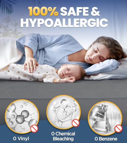 100% Waterproof King Mattress Protector High Liquid Resistance Cover (Gray) - Like New
