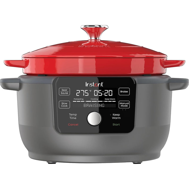 INSTANT - 6-Quart 1500W Electric Dutch Oven with Recipe Book - Braise, Slow Cook - Like New