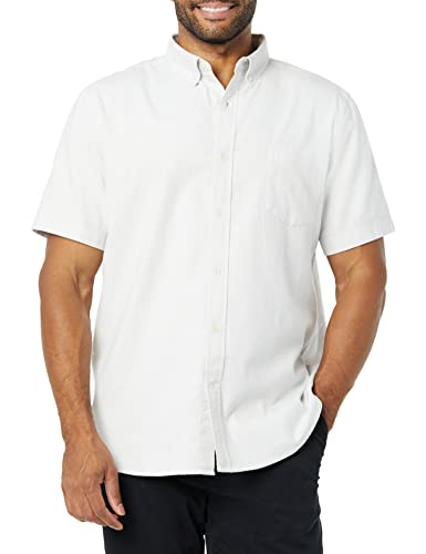 AMAZON ESSENTIALS MEN'S SLIM SHIRT VERTICAL STRIPE L Grey/White - Brand New