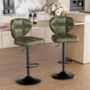 DALUVENIX Bar Stools Set of 2, PU Leather, PU, Adjustable, Swivel, Green - Like New