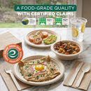 ECO SOUL Compostable Dinnerware Set 400 Pieces Round B0CXY35VG7 - Brown - Brand New